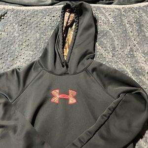 UA black with pink and camo hoodie